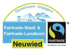 Fairtrade-Logo. Link führt zu den Informationen der Fairtrade-Stadt Neuwied.